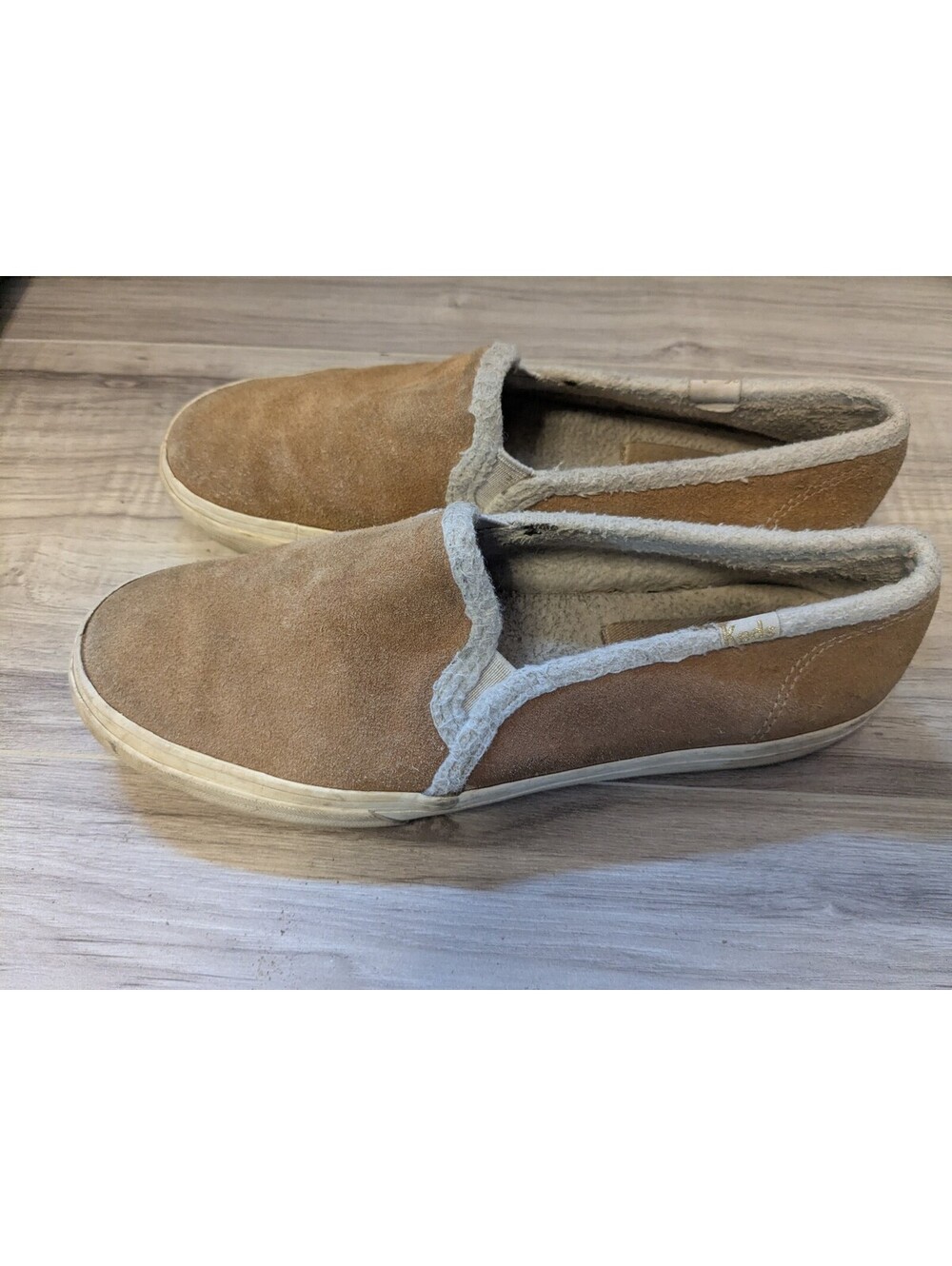 Keds Women’s Brown Suede Slip-On Comfort Shoes Faux Fur Lined US 6.5